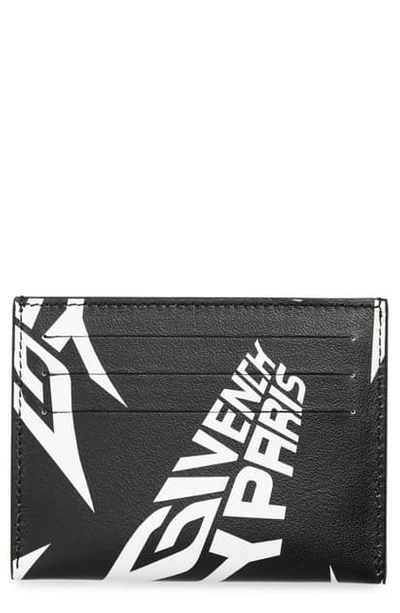 Shop Givenchy Logo Leather Cardholder In Black/ White