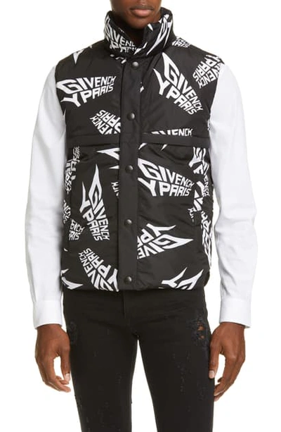 Shop Givenchy Allover Logo Puffer Vest In Black