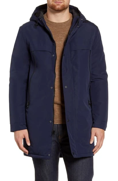 Shop Andrew Marc Cagney Water Resistant Hooded Coat In Navy