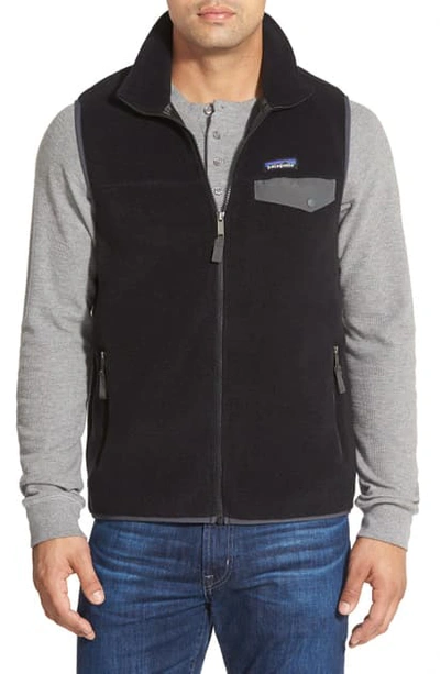 Shop Patagonia Synchilla Snap-t Zip Fleece Vest In Black/ Forge Grey