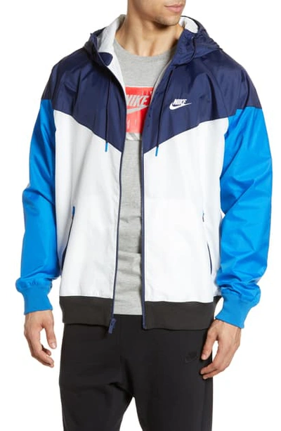 Shop Nike Sportswear Windrunner Jacket In Summit White/ Navy/ White