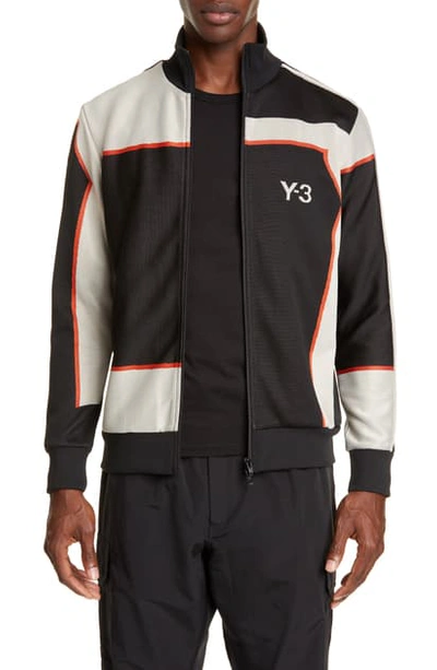Shop Y-3 Track Jacket In Black/ Ecru/ Icon Orange