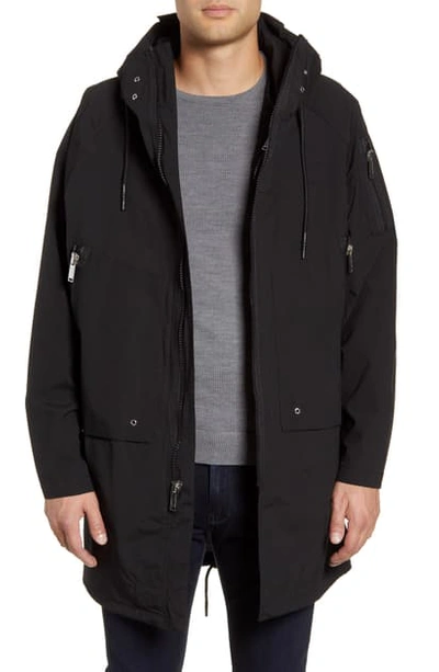Shop Karl Lagerfeld Oversize Fleece Lined 3-in-1 Anorak In Black