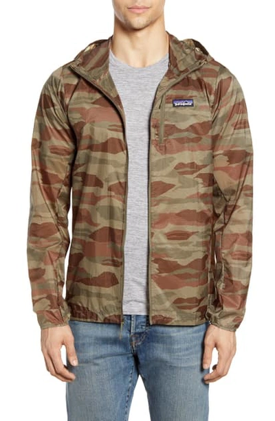 Shop Patagonia Houdini Water Repellent Hooded Jacket In Bear Witness Camo Sage Khaki