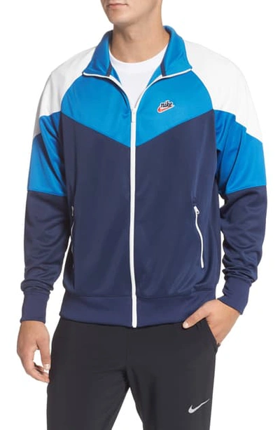 Shop Nike Sportswear Windrunner Colorblock Jacket In Midnight Navy/ Blue/ White