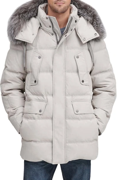 Shop Andrew Marc Belmont Genuine Fox Fur Trim Down Parka In Stone