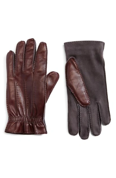 Shop Brunello Cucinelli Leather Gloves In Brown