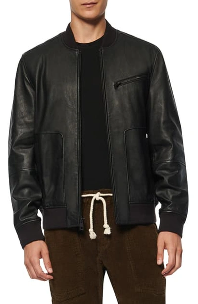 Shop Andrew Marc Praslin Zenith Lambskin Leather Bomber Jacket In Black