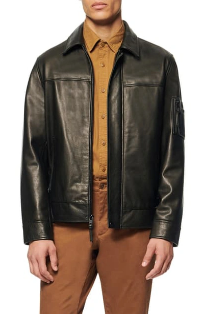 Shop Andrew Marc Balthazar Lightweight Calfskin Jacket In Black