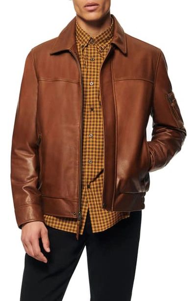 Shop Andrew Marc Balthazar Lightweight Calfskin Jacket In Whiskey