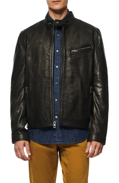 Shop Andrew Marc Cumberland Leather Racer Jacket In Black