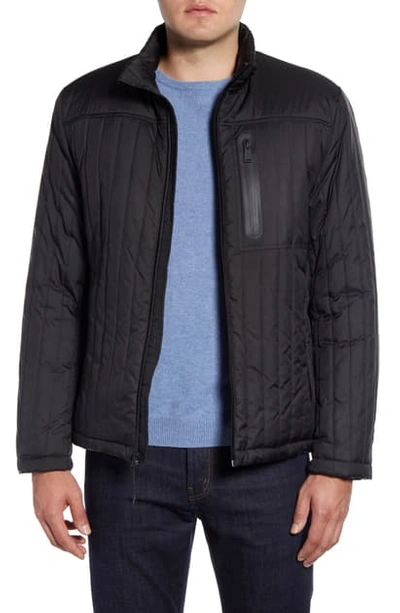 Shop Cole Haan Fleece Lined Quilted Jacket In Black