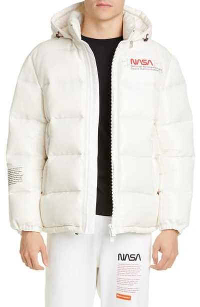 Shop Heron Preston Nasa Hooded Nylon Space Jacket In Off White