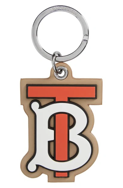 Shop Burberry Intertwined Monogram Key Ring In Vermillion