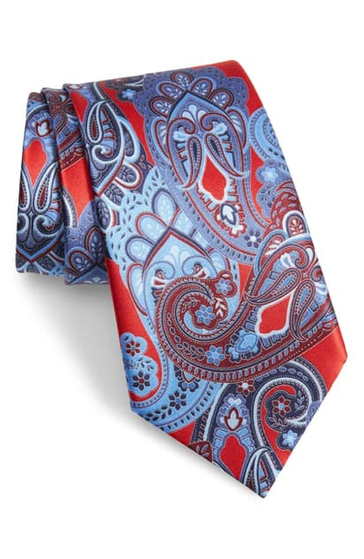 Shop Ermenegildo Zegna Paisley Silk Tie In Red Fan
