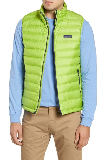 Shop Patagonia Windproof & Water Resistant 800 Fill Power Down Quilted Vest In Peppergrass Green