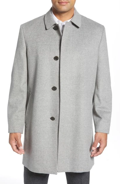 Shop Hart Schaffner Marx Turner Plaid Wool Blend Topcoat In Light Grey