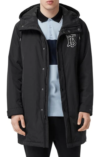 Shop Burberry Aberdeen Monogram Technical Twill Rain Jacket In Black