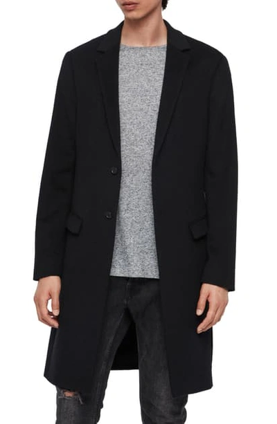 Shop Allsaints Birdstow Wool Coat In Ink Navy