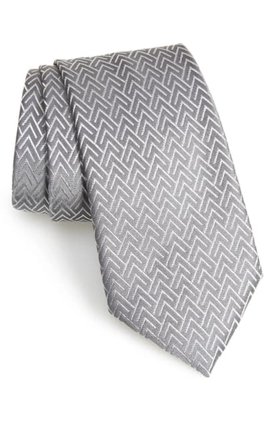 Shop Emporio Armani Geometric Silk Blend Tie In Grey