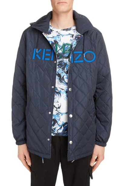 Shop Kenzo Coach Reversible Hooded Jacket In Navy Blue