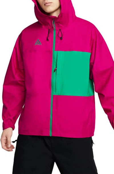 Shop Nike Packable Jacket In Sport Fuchsia/lucid Green