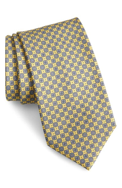Shop Brioni Medallion Silk Tie In Yellow