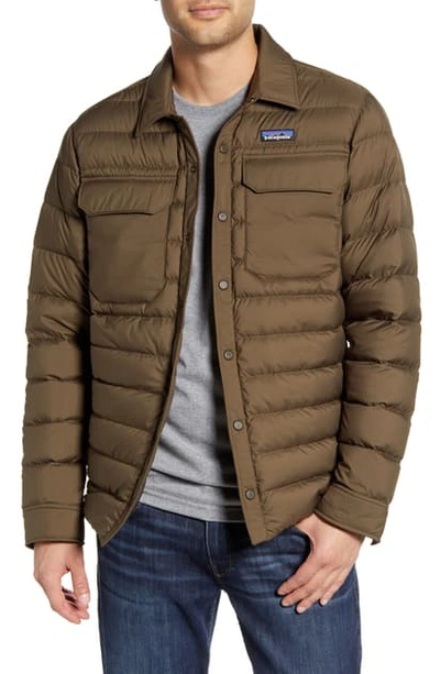Shop Patagonia Silent Water Repellent 700-fill Power Down Shirt Jacket In Logwood Brown