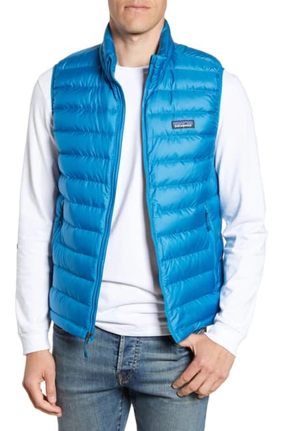 Shop Patagonia Windproof & Water Resistant 800 Fill Power Down Quilted Vest In Balkan Blue