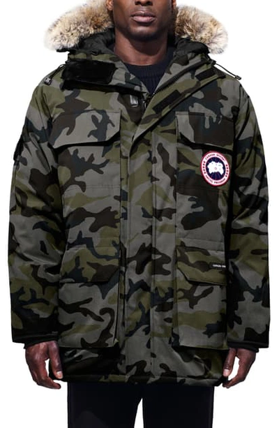 Shop Canada Goose Expedition Extreme Weather 625 Fill Power Down Parka With Genuine Coyote Fur Trim In Classic Camo Coastal Grey