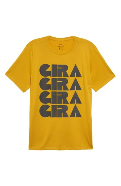 Shop Nike X Gyakusou Dri-fit Gira Performance Running T-shirt In Mineral Yellow/black