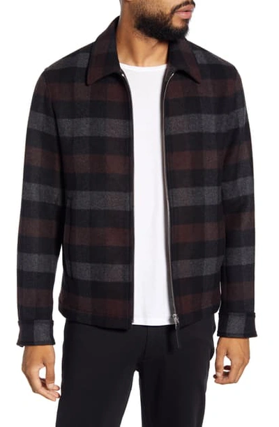 Shop Theory Wyatt Regular Fit Mosaic Plaid Wool Blend Shirt Jacket In Chianti Check