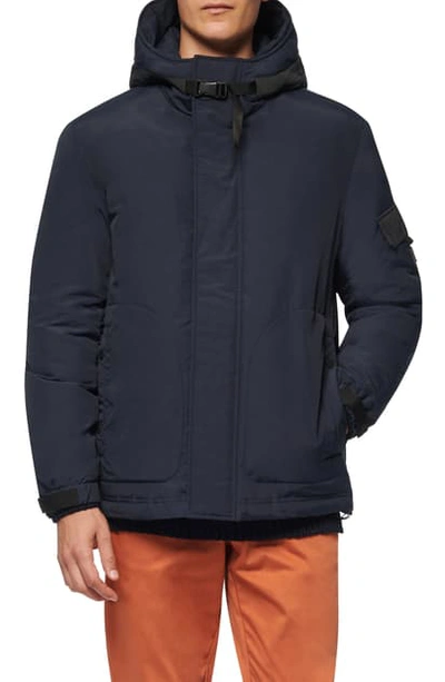 Shop Andrew Marc Greiggs Utility Down Hooded Jacket In Ink