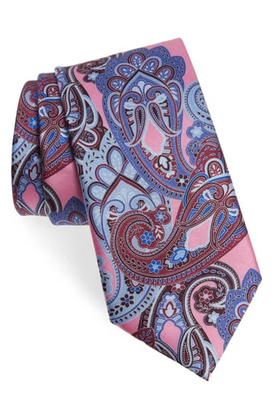 Shop Ermenegildo Zegna Paisley Silk Tie In Pink Fan