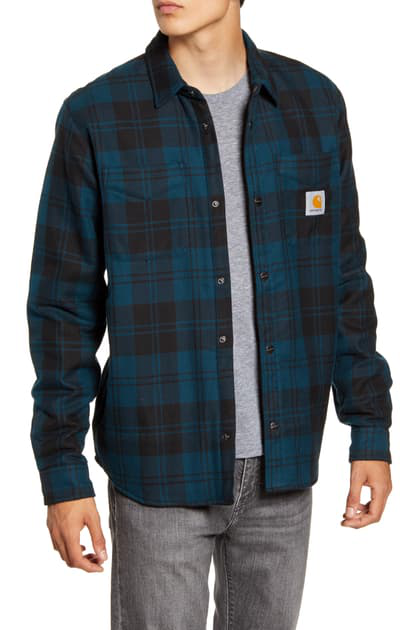 Carhartt Pulford Twill Shirt Jacket In Pulford Check/ Duck Blue | ModeSens