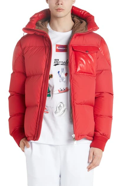 Shop Moncler Eloy Quilted Hooded Puffer Coat In Medium Red