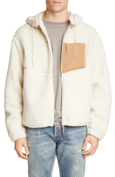 Shop John Elliott Boulder Polar Fleece Hooded Jacket In Ivory