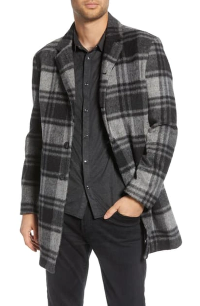 Shop John Varvatos Carsen Plaid Car Coat In Black Multi