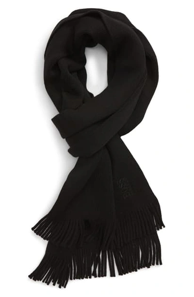 Shop Hugo Boss Albas-b Wool Scarf In Black