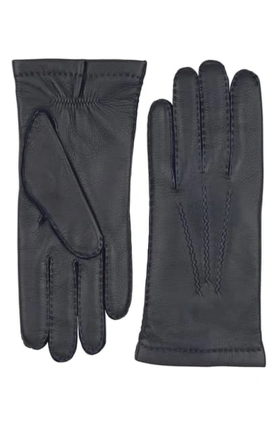 Shop Hestra Elk Leather Gloves In Navy