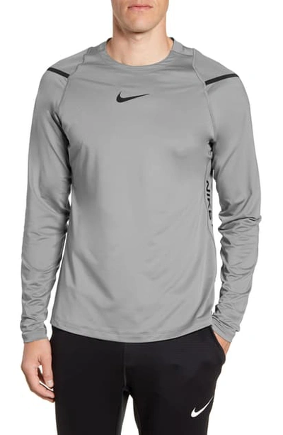 Shop Nike Pro Long Sleeve Performance T-shirt In Particle Grey/ Particle Grey
