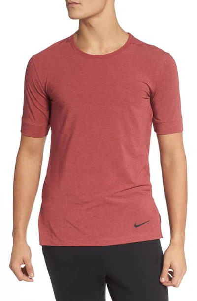 Nike Dri-fit Transcend Yoga T-shirt In Team Red/ Light Redwood/ Black |  ModeSens