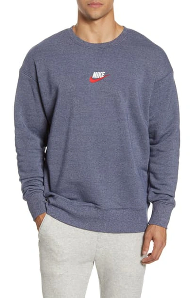 Shop Nike Nsw Heritage Sweatshirt In Midnight Navy/ Heather