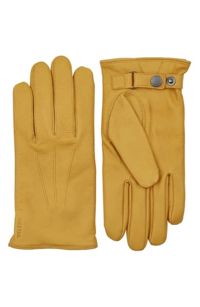 Shop Hestra Eldner Elk Leather Gloves In Natural Yellow