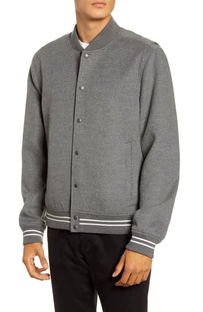 Shop Vince Varsity Jacket In H Silver Grey