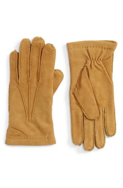 Shop Hestra 'arthur' Suede Gloves In Camel