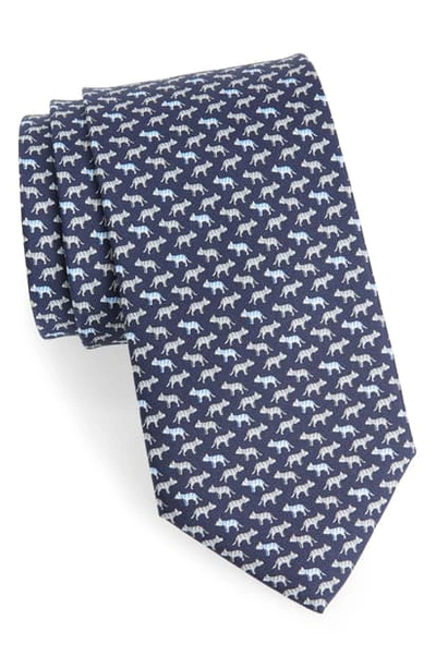 Shop Ferragamo Igre Print Silk Tie In F.navy/ Grey