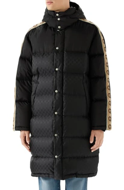 Shop Gucci Gg Jacquard Nylon Coat In Black
