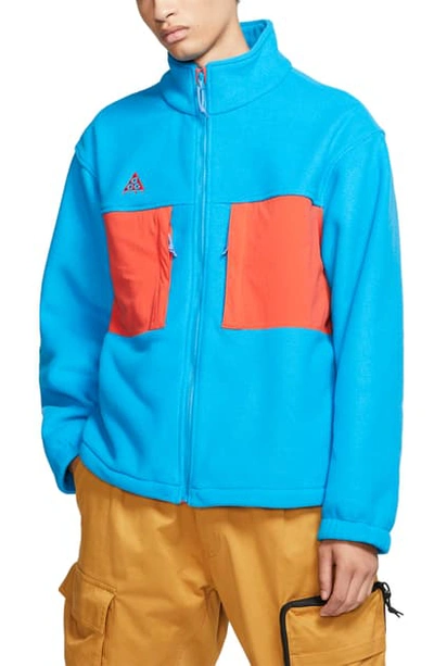 Shop Nike Fleece Jacket In Imperial Blue/ Red/ Black