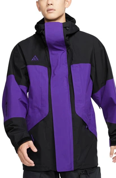 Shop Nike Acg Gore-tex Jacket In Black/ Court Purple